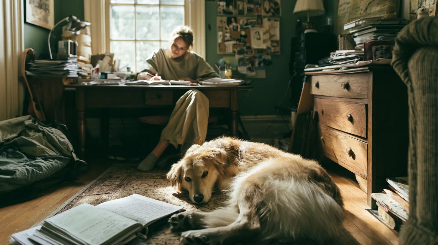 Symbolbild Student mit Hund – eigenes Haustier im Tiermedizinstudium