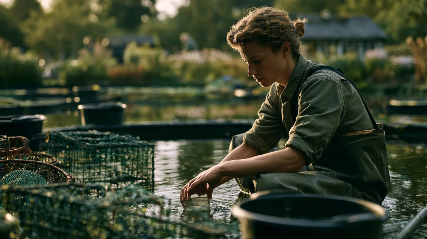 Symbolbild Fischbecken mit Kescher – Fischtierarzt